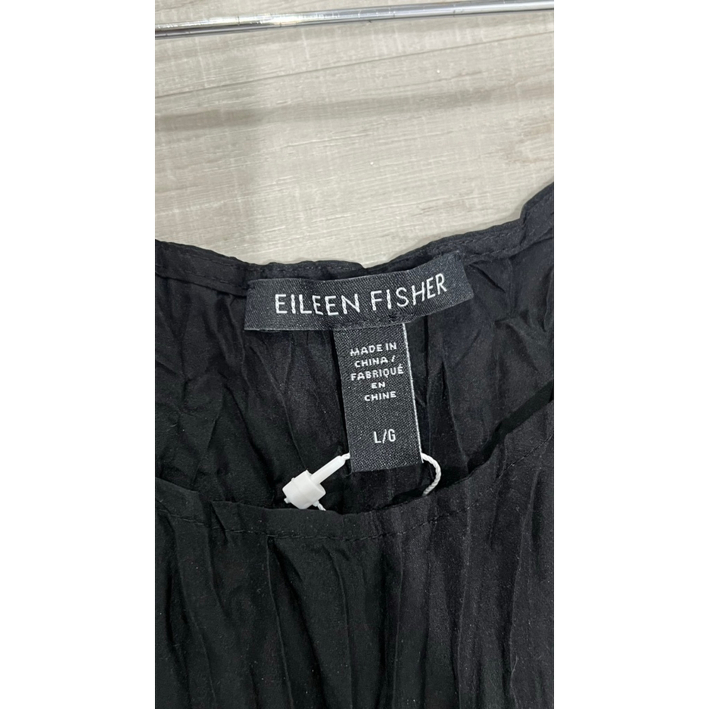 Women's new Eileen Fisher Black Tiered Midi Dress L - Picture 4 of 9